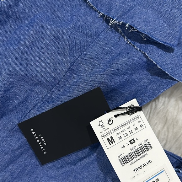 Zara blue denim ruffle cutout romper size medium new - Picture 5 of 6